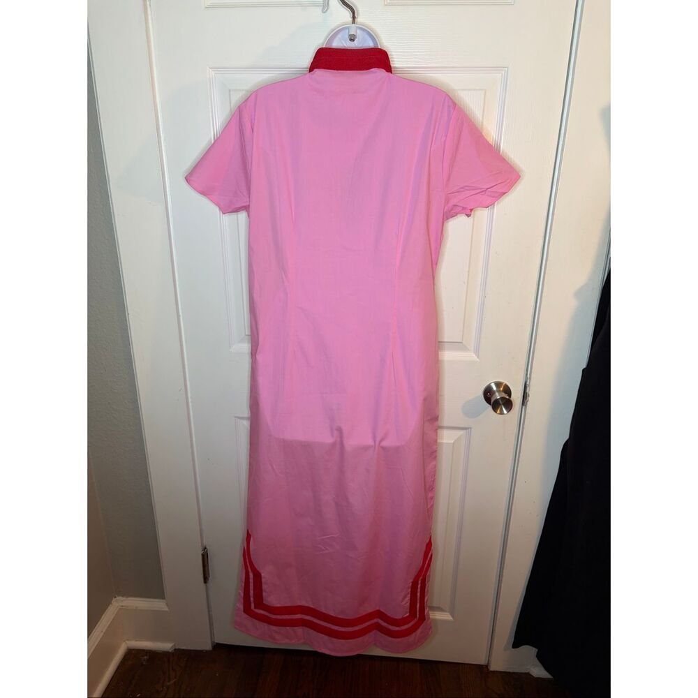Sail to Sable Pink Short Sleeve Classic Maxi Two Tone Tunic Dress Cotton M NWT - Picture 7 of 9